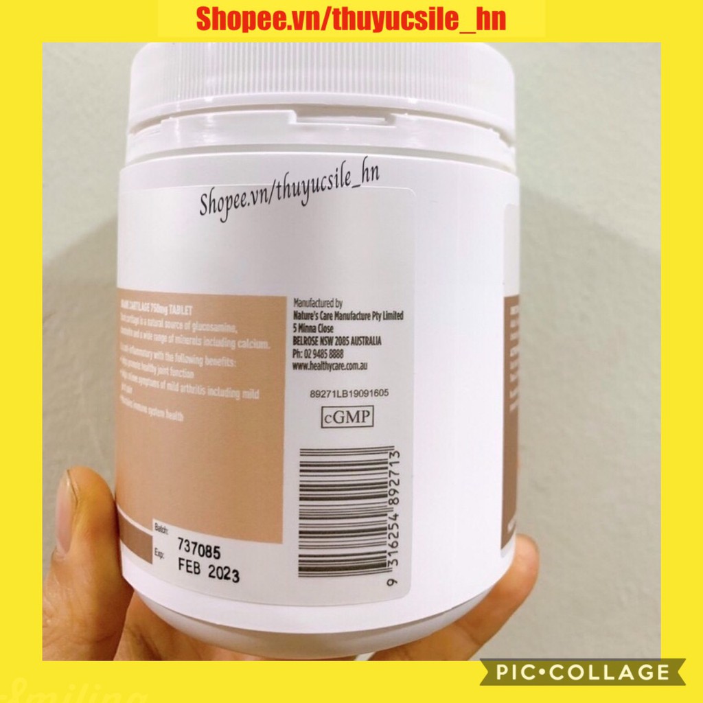 Viên uống sụn vi cá mập Úc, giảm đau cứng khớp SHARK CARTILAGE, Lọ 200 viên