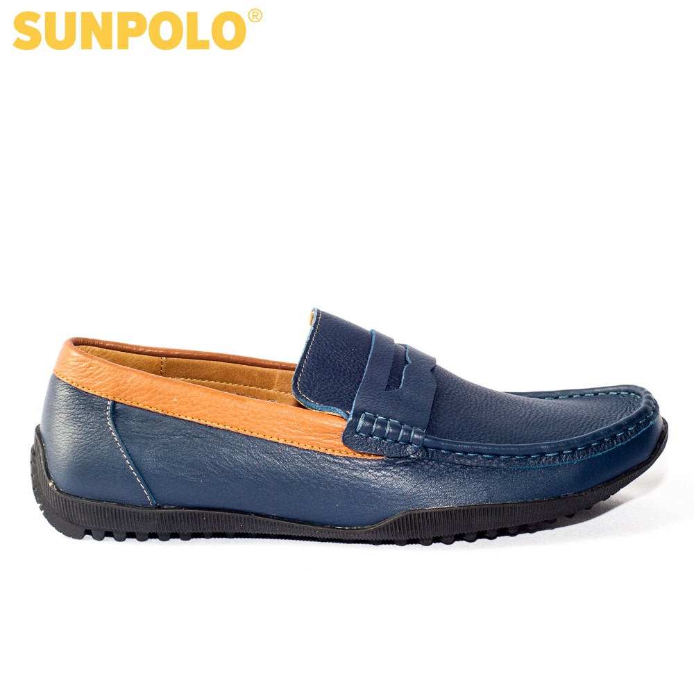 Giày Lười Nam Da Bò SUNPOLO Xanh Navy KT2588XA