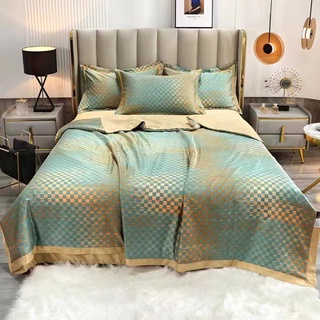 Bộ Chăn Ga Lụa Thái 4 Món, Chăn Chần Bông Hè