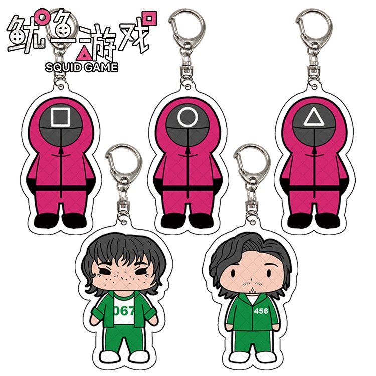 Móc Khóa Hình Mặt Nạ Đỏ Hoạt Hình Bằng Acrylic Dùng Để Hóa Trang Nhân Vật Six TV Series Lee Jung Jae