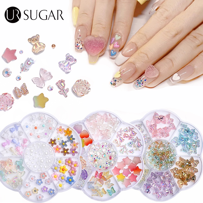 Hộp phụ kiện trang trí móng tay nghệ thuật UR SUGAR thời trang 7 ngăn hình dạng khác nhau