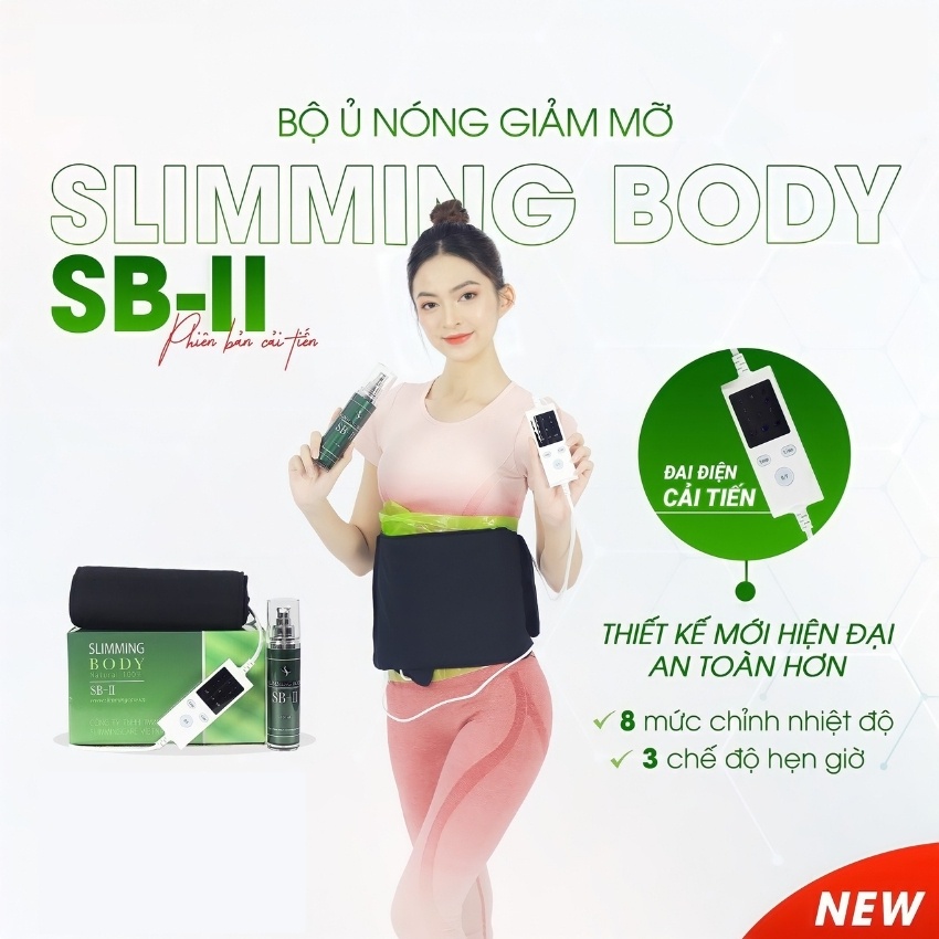 Bộ Đai Ủ Điện Slimming Body SB-II Tinh Dầu Nóng Đánh Mỡ Siết Eo Định Hình Bụng Hồ Ngọc Hà