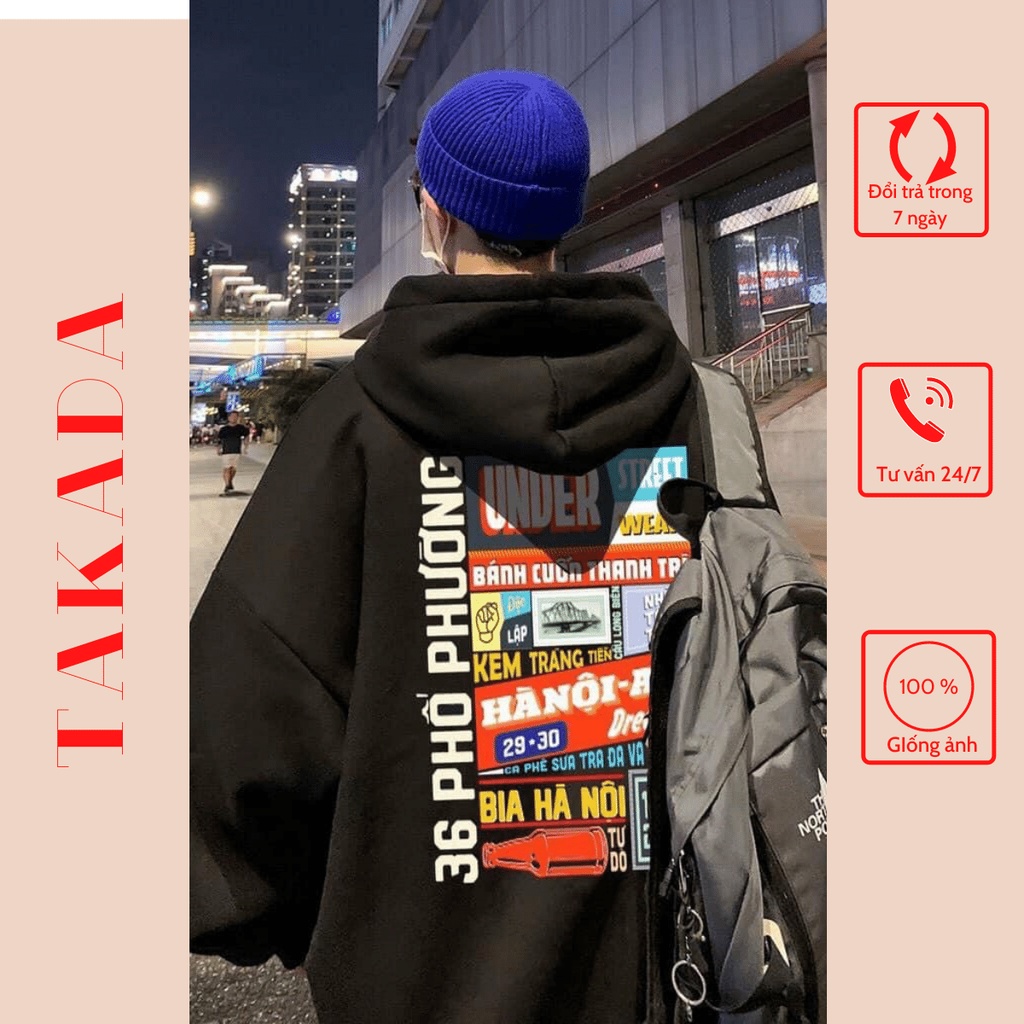 Áo hoodie Hà Nội phố chất nỉ cotton không bai xù from rộng dáng Hàn Quốc, áo nỉ hoodie hà nội phố kèm ảnh thật - Mihara
