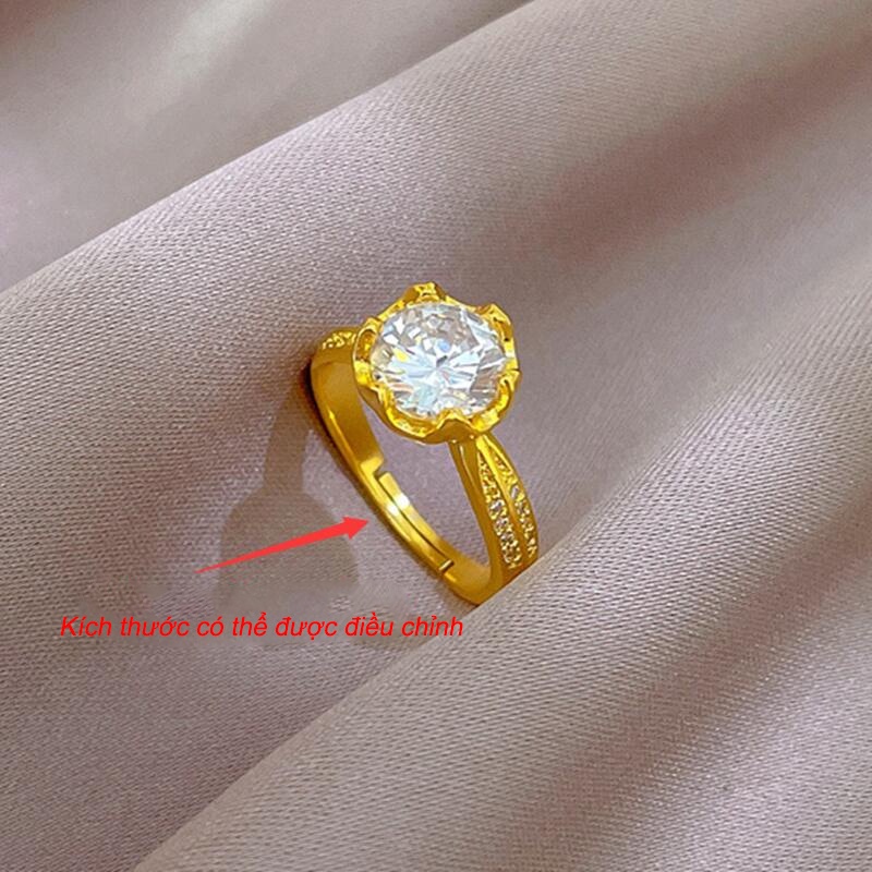 Nhẫn nữ titan chống gỉ Vàng 18k trang sức kim cương sang trọng