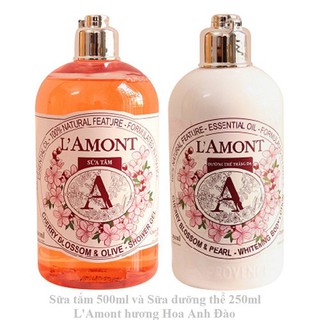 Combo Sữa Tắm 500ml Và Sữa Dưỡng Thể 250ml LAmont En Provence Hương Hoa Anh Đào