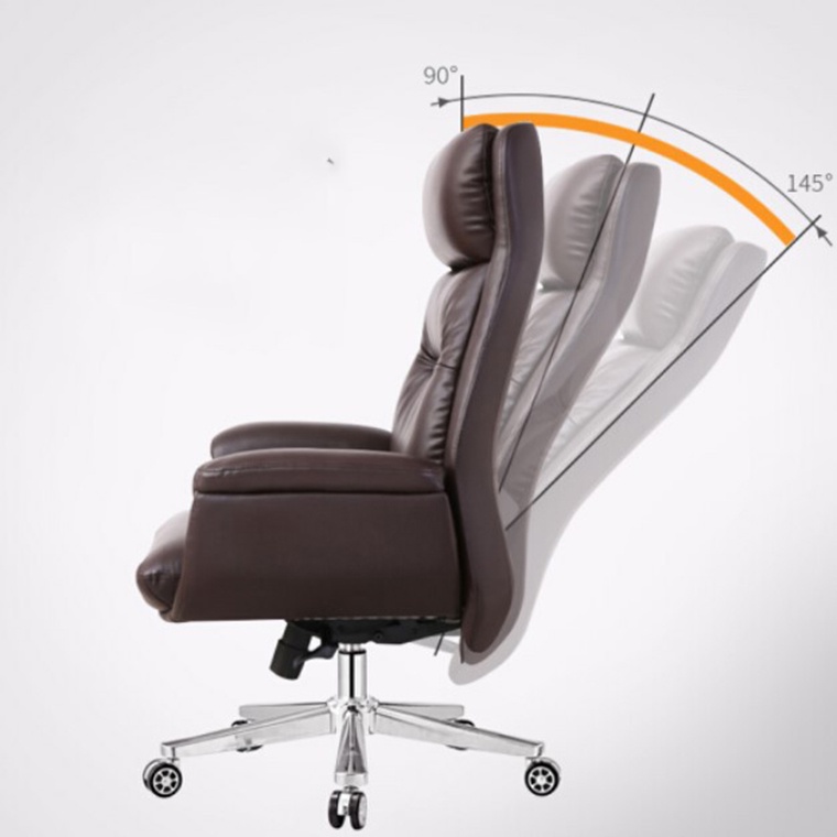 Ghế xoay văn phòng cho giám đốc chống mỏi lưng bề mặt bọc da bò nhập khẩu loại 1, Ghế văn phòng cho lãnh đạo chân xoay