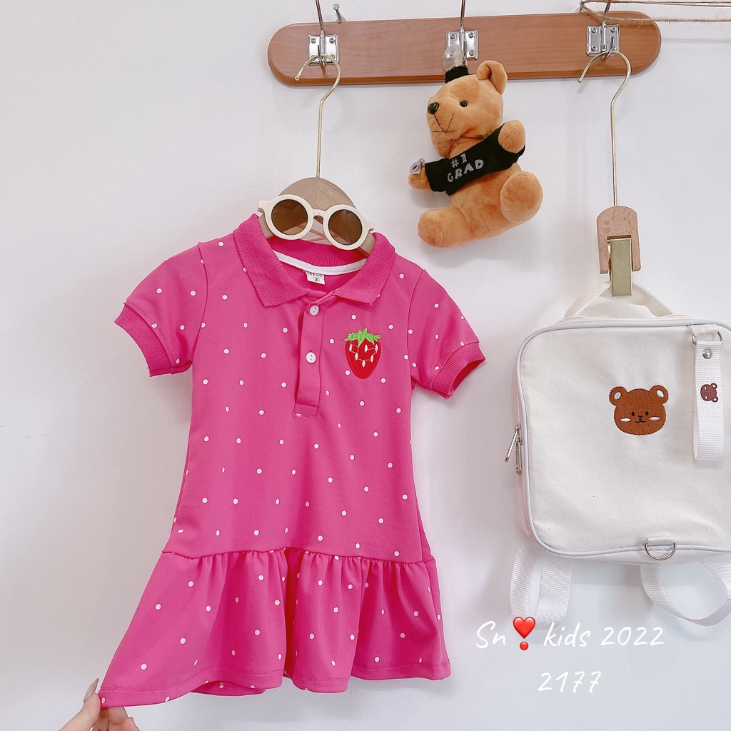 Váy polo cổ bẻ đuôi cá thêu hình cực đẹp cho bé gái (V779)