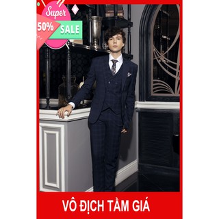 🔥[SALE SẬP SÀN]🔥BỘ VEST TÍM THAN KẺ VUÔNG (QUẦN ÂU + ÁO VEST)