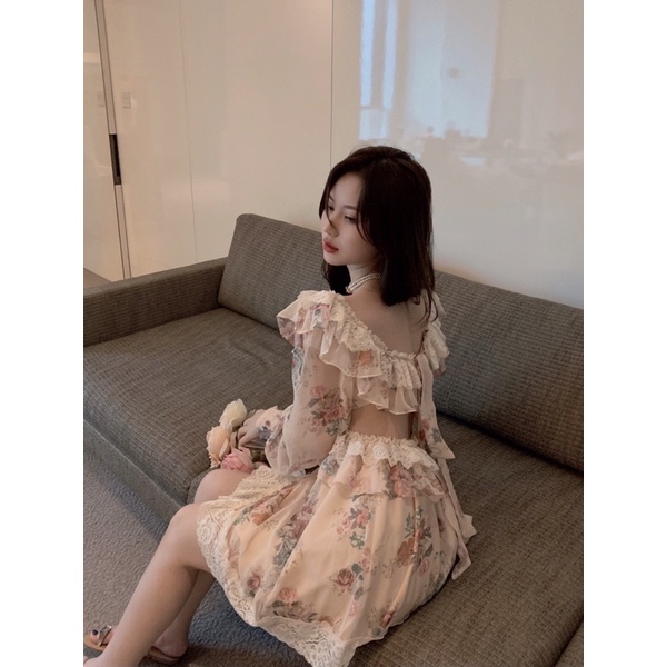 ĐẦM HOA RETRO NỮ XẺ EO NỮ TÍNH ULZZANG HOT