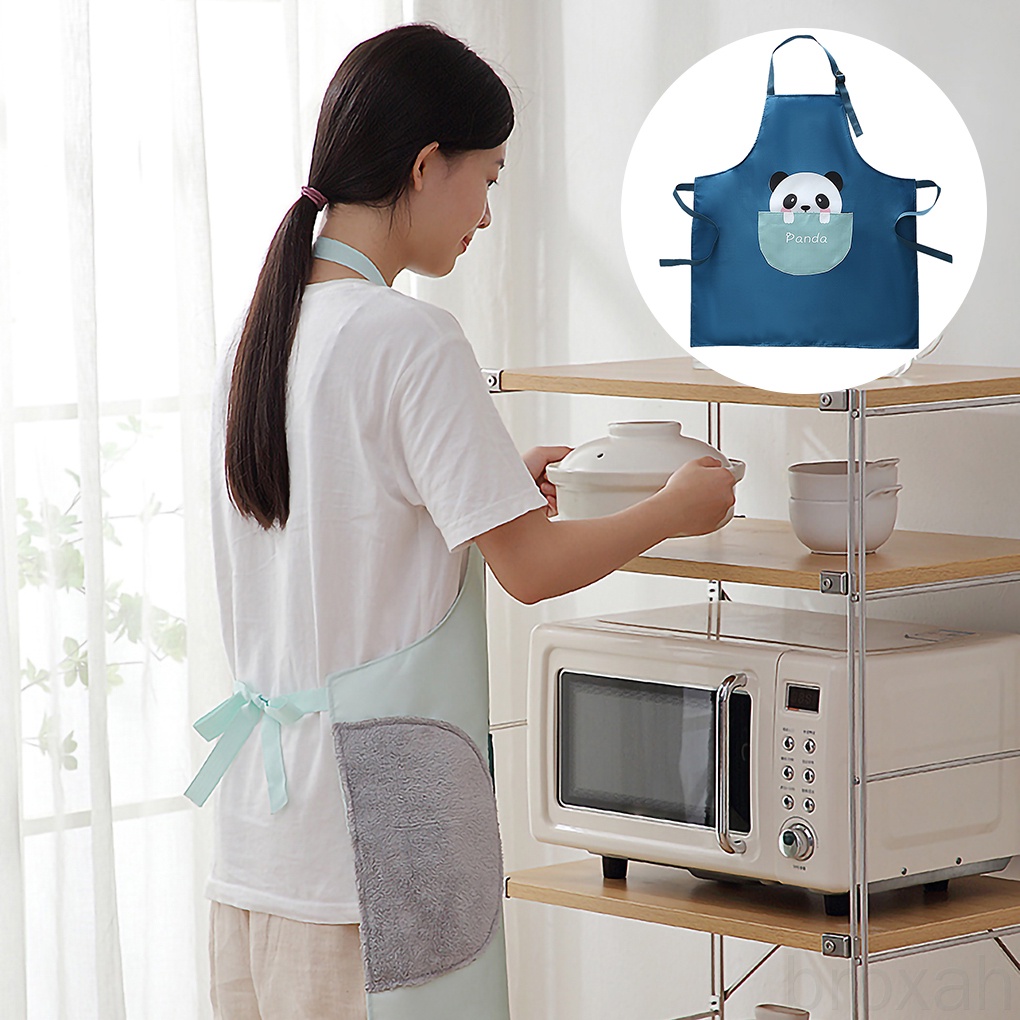 Tạp Dề Chống Thấm Nước Có Túi In Hình Động Vật Hoạt Hình Dễ Thương