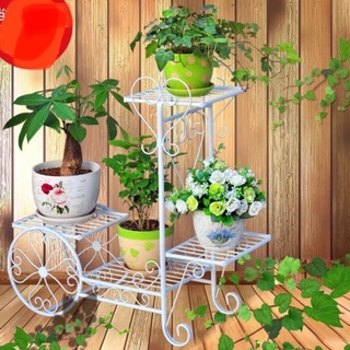 Kệ để chậu hoa và cây cảnh 4 tầng bánh xe nghệ thuật [cỡ đại,Clip thật]