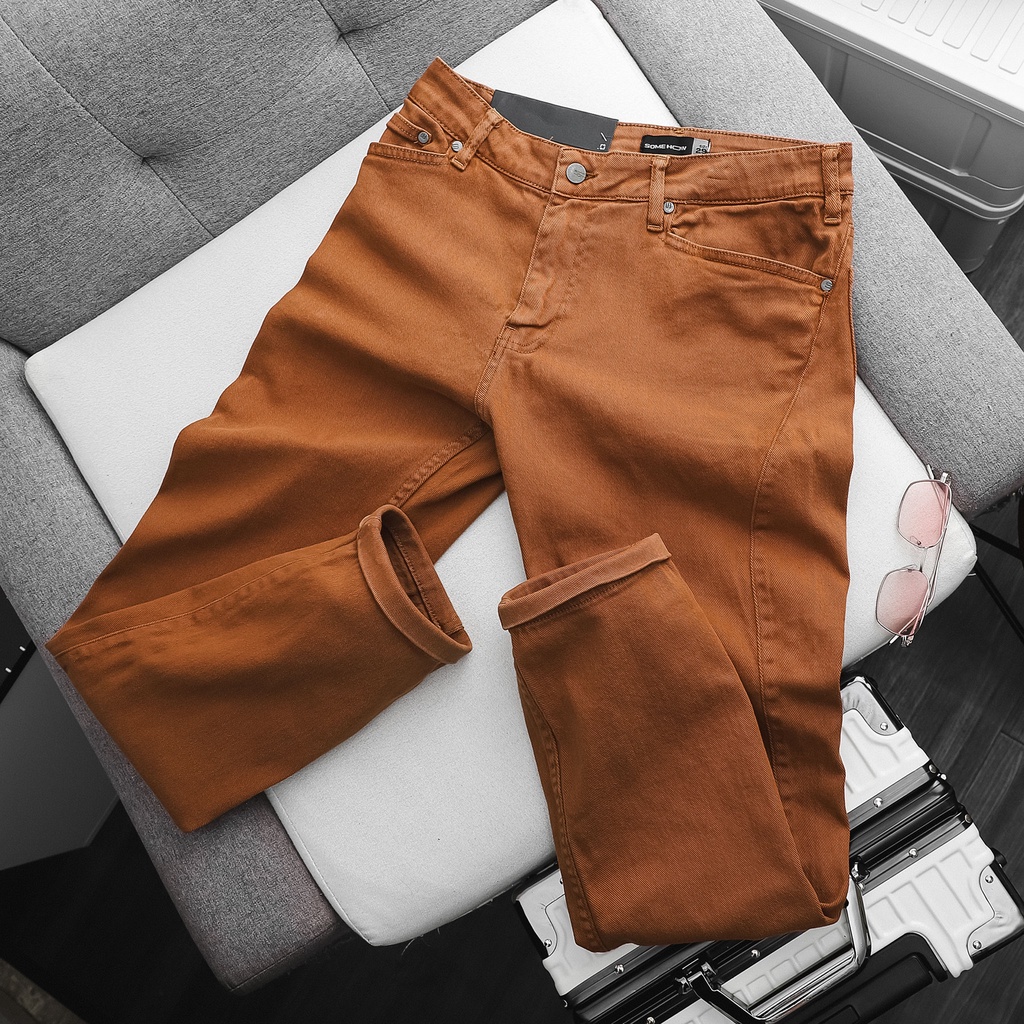 Quần Jean Nam Slim Straight Tawny , Chất Vải Cotton Pha Spandex Thoải Mái , QJ003681 ,SOMEHOW