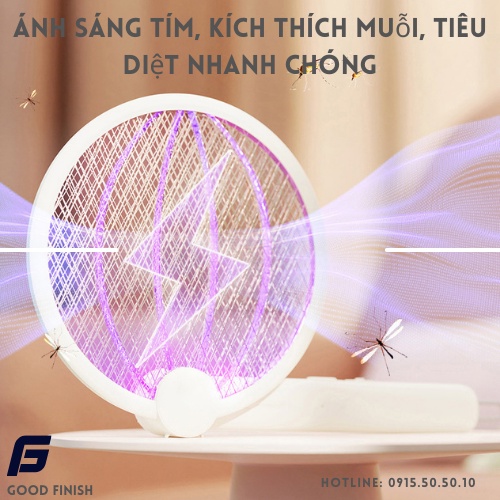 Vợt Bắt Muỗi Thông Minh Gấp Gọn 2 In 1 - Đèn Bắt Muỗi Tự Động Ban Đêm Gấp Gọng Nhỏ,