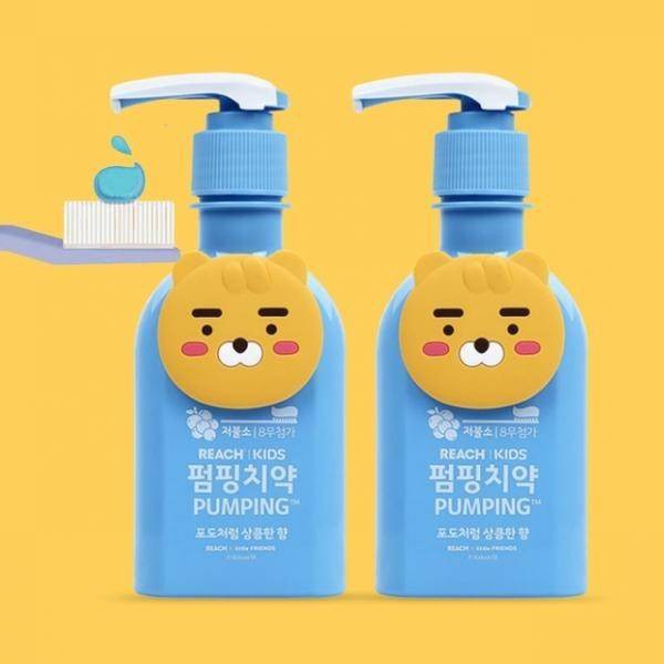Kem đánh răng Hàn Quốc cho bé Reach Pumping hương DÂU / NHO - hãng LG (an toàn cho trẻ em)