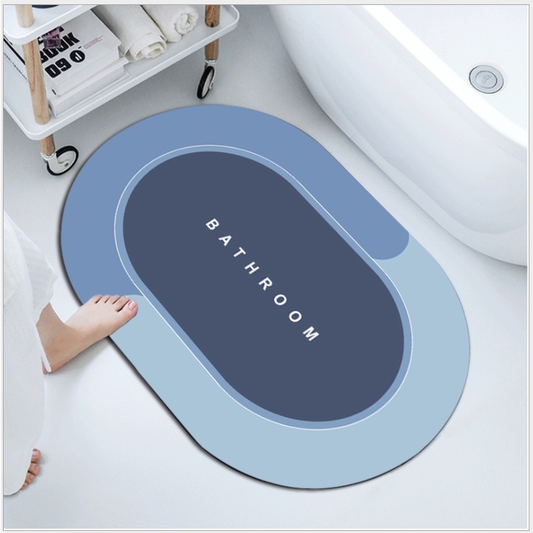 Thảm Lau Chân Chùi Chân Silicon trải sàn vân đá siêu thấm hút nước phòng tắm chống trượt cao cấp đế cao su chất siêu dày