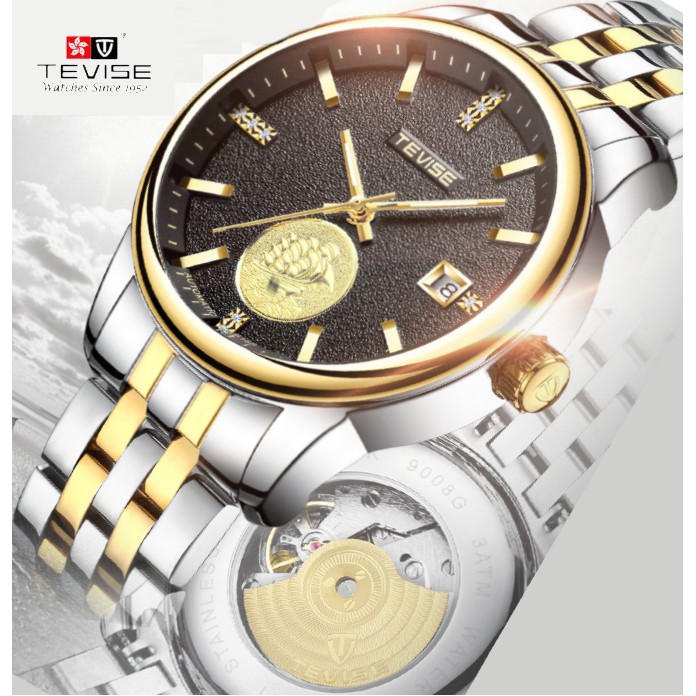 đồng hồ nam cơ tự động automatic tevise