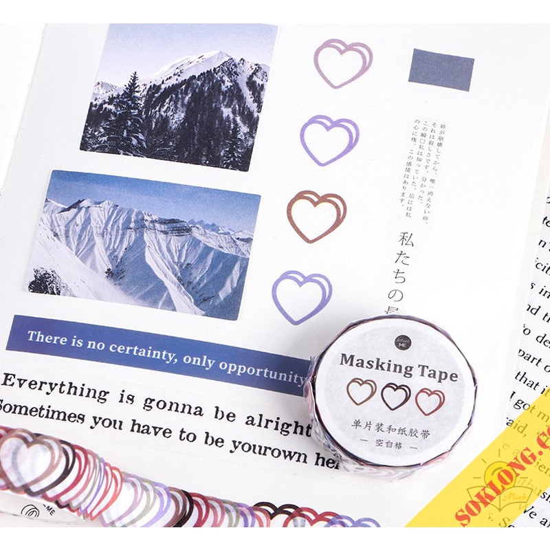 Cuộn 100 sticker trái tim dán trang trí sổ tay, take note, bưu thiếp handmade STI34