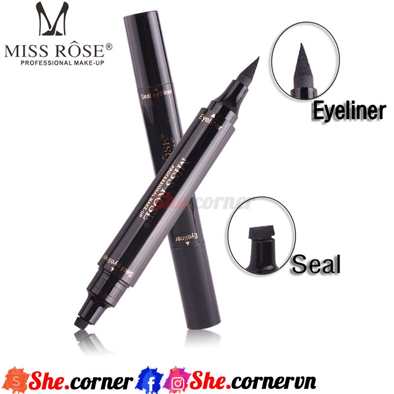 Bút kẻ mắt 2 đầu Miss Rose Eyeliner & Seal Eyeliner 7402