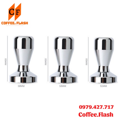 Tamper tay nén cà phê inox cao cấp, Tamper OCD dụng cụ nén và dàn đều cà phê Espresso size 51- 53- 58mm.