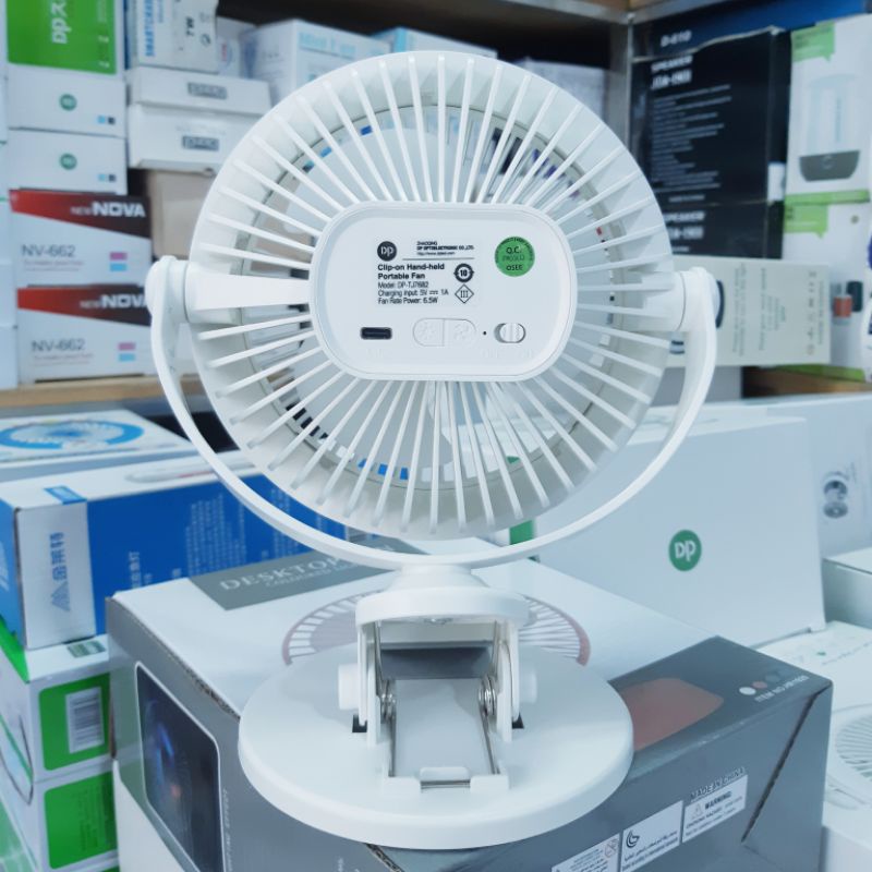 Quạt Sạc Kẹp Có Đèn LED DP-7682
