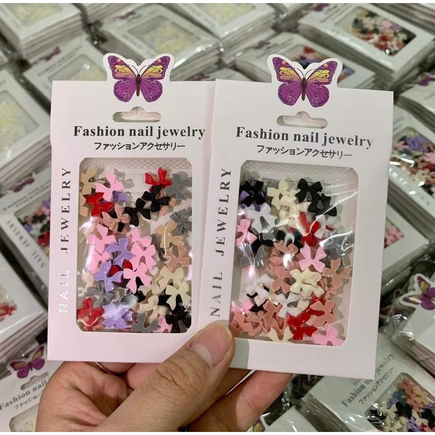 Set nơ 2 cánh nhiều màu trang trí đính móng nail - manh219