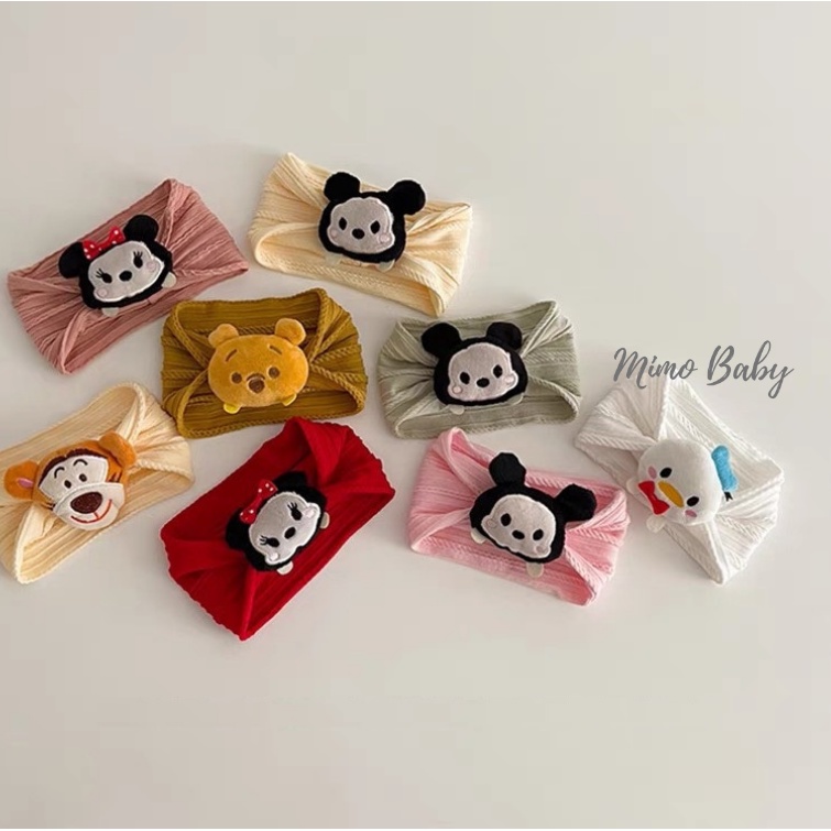 Băng đô thun bản to đính hình con vật ngộ nghĩnh cho bé BD65 Mimo Baby
