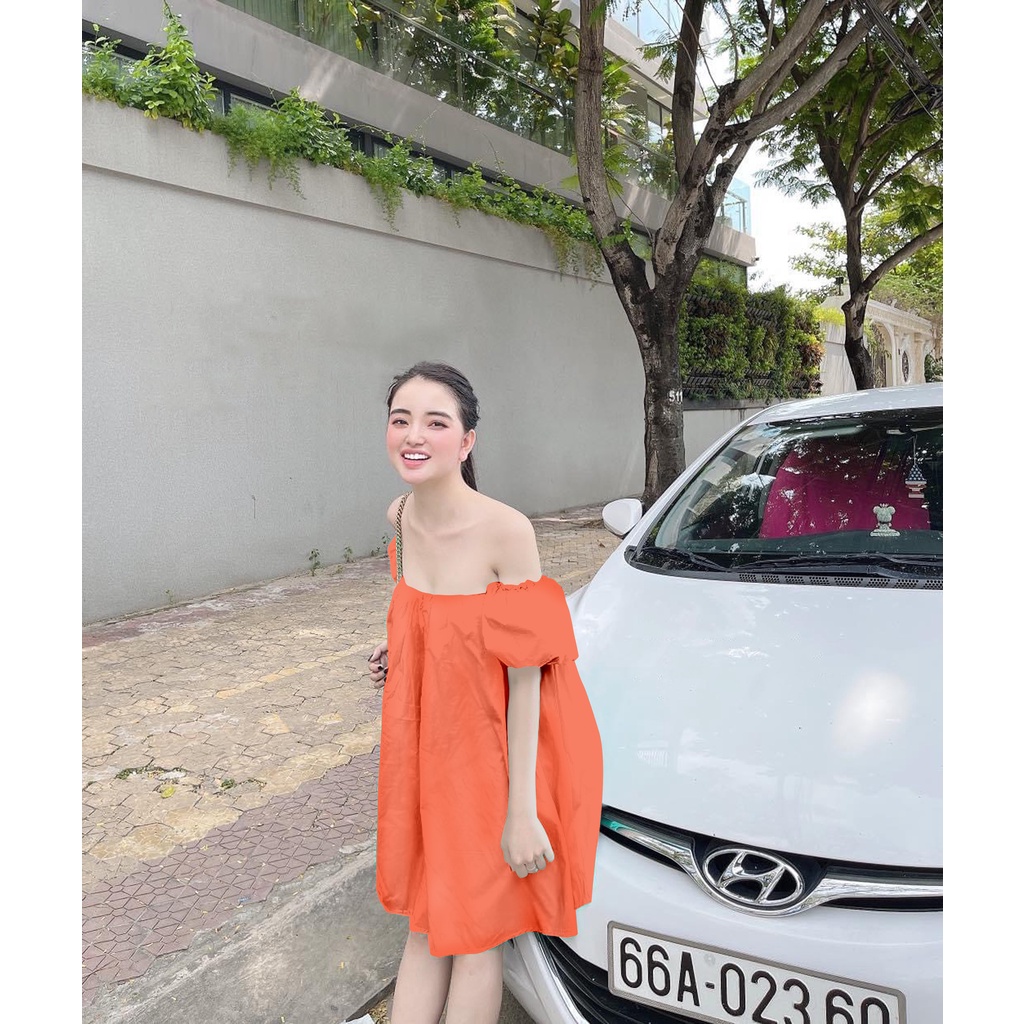 Áo trễ vai bánh bèo ❤️ Áo bẹt vai tay phồng form giấu quần tiểu thư xinh đẹp vải kate dày dặn freesize &lt;60Kg