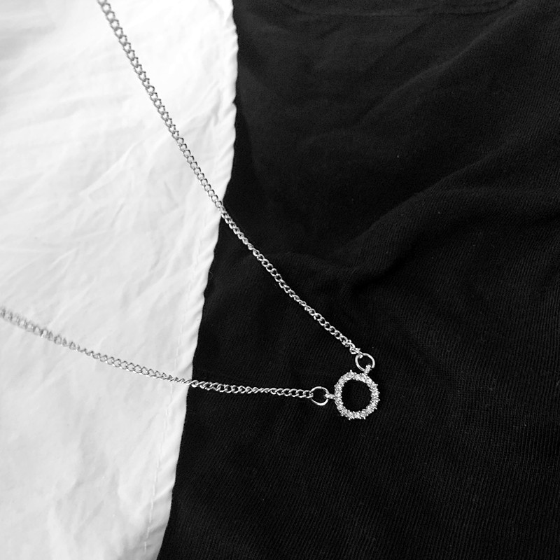 Dây chuyền mặt hình tròn nhỏ đính đá zircon lấp lánh