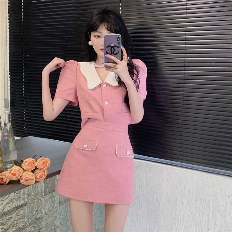 Set Áo Thun Ngắn Tay + Chân Váy Ngắn Thời Trang Nữ Tính set đồ nữ  tao bao