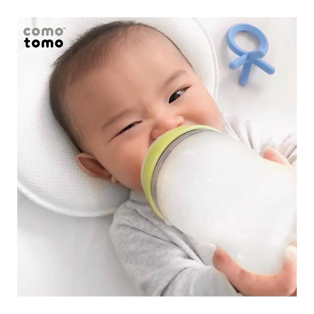 Bộ hai bình sữa silicone Comotomo 250ml- Xanh - Combo Bán Chạy