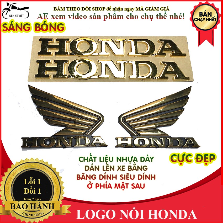 [CÓ VIDEO] COMBO LOGO NỔI ĐÔI CÁNH CHIM CÁNH ÉN VÀ DÒNG CHỮ HONDA CỰC ĐẸP - MÀU TRẮNG và MÀU VÀNG TÙY CHỌN - ĐÈN XE VIỆT