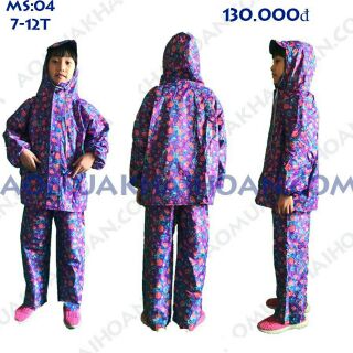BỘ ÁO MƯA TRẺ EM VẢI DÙ