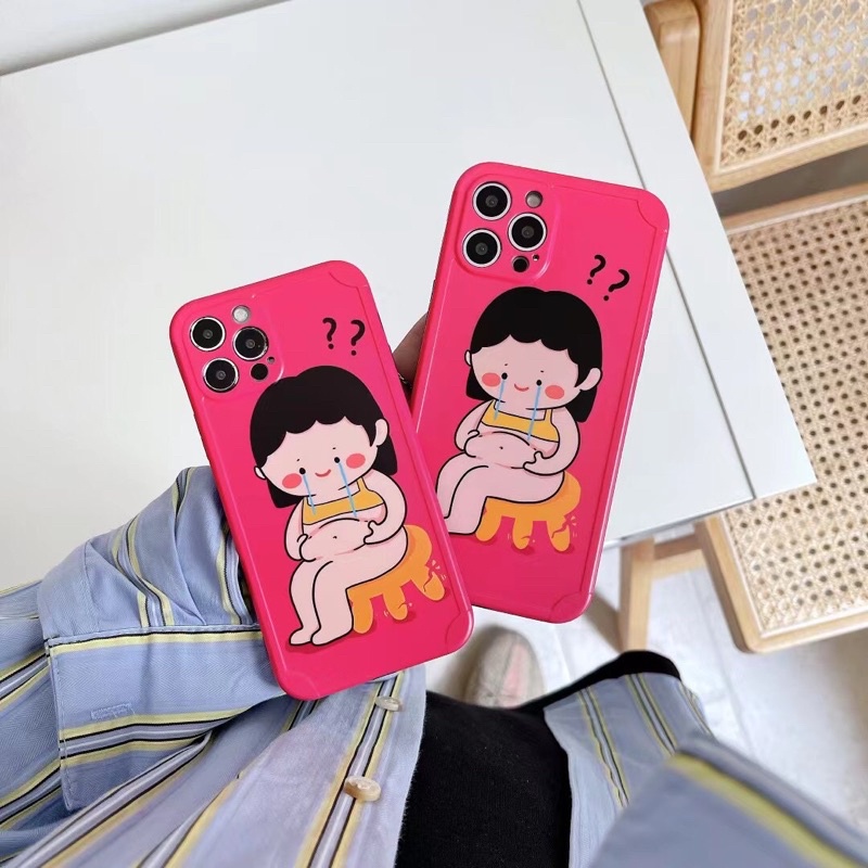 Ốp lưng nhựa dẻo dành cho ip cô gái mặp - hồng