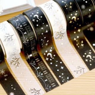Cuộn Băng Dính Washi Màu Trắng Đen Trang Trí Đa Chức Năng