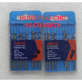 MŨI KHOAN INOX (phi 1 - phi 5.8) NACHI. Thép cobal (HSS Co) độ cứng cao.