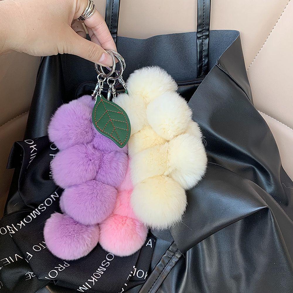 Móc Khóa Quả Cầu Lông Xù Hình Chùm Nho Dễ Thương Dành Cho Các Bé