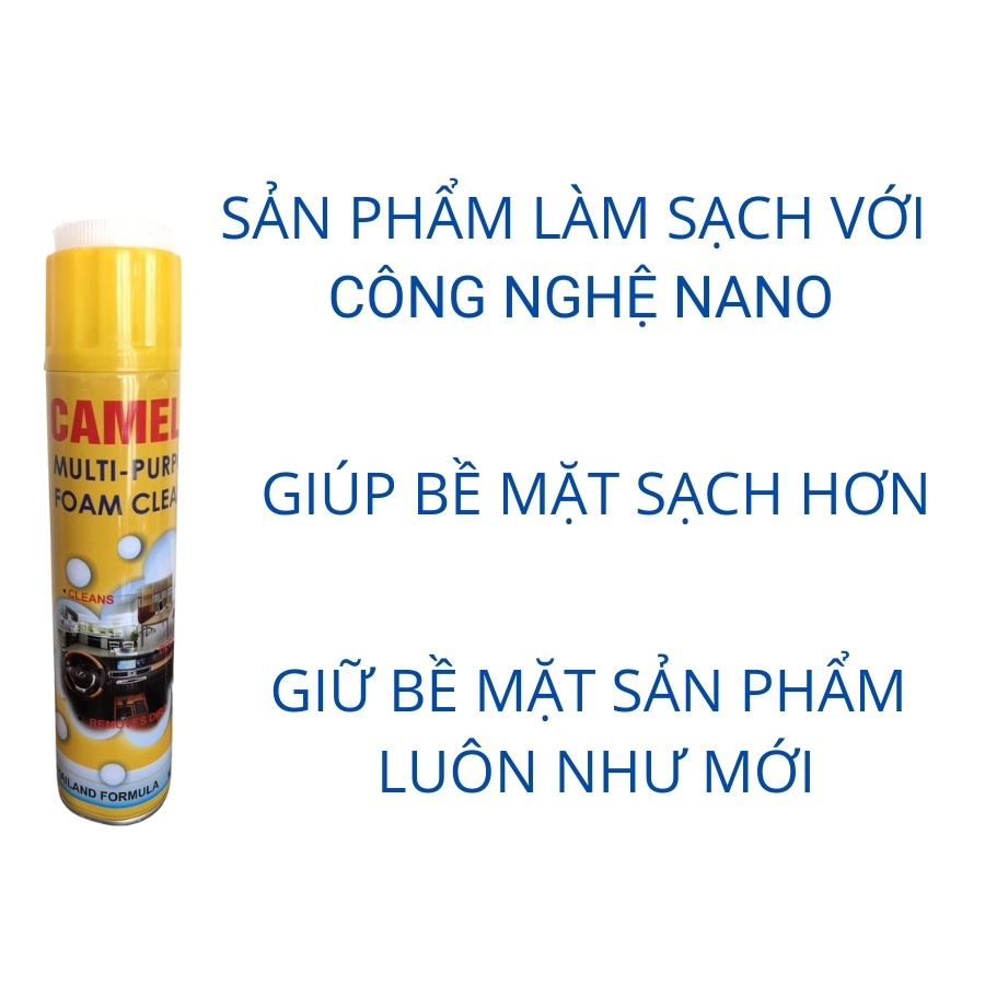 Chai xịt vệ sinh nội thất ô tô Camel dạng bọt 650ml Mitauto