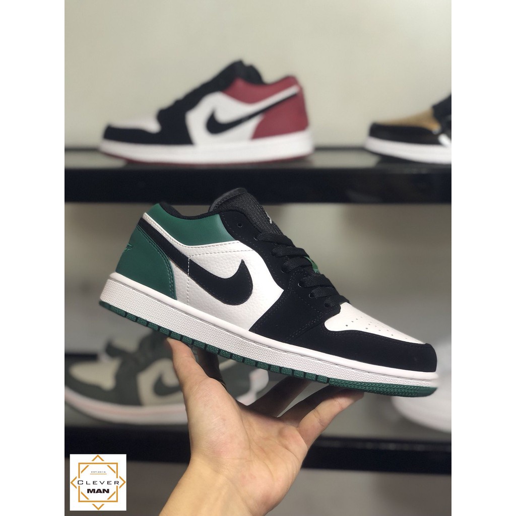 (FREESHIP+HỘP+QUÀ) Giày Thể Thao AIR JORDAN 1 Low White Black Mystic Green Xanh đen Trắng Cổ Thấp CLEVER MAN STORE