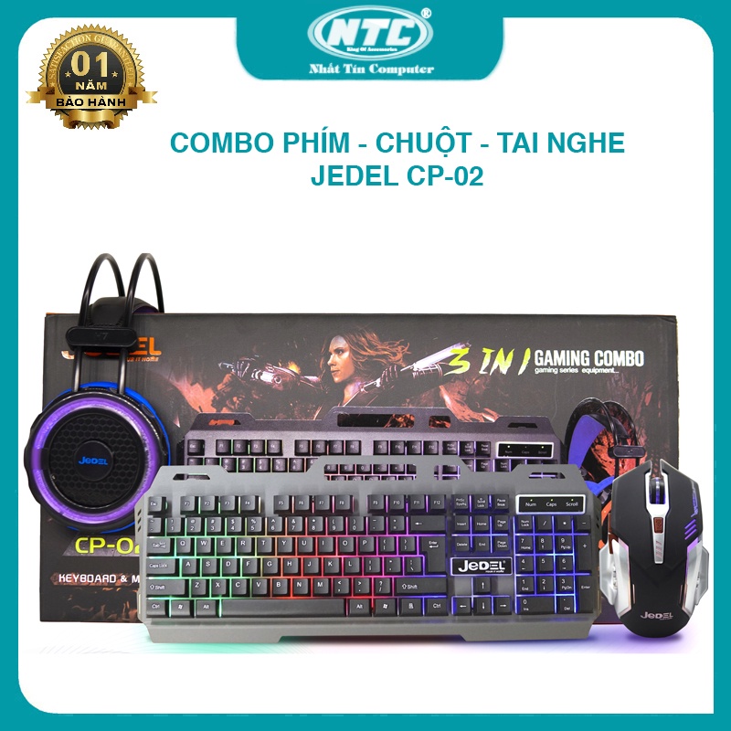 [Mã 33ELSALE hoàn 7% đơn 300K] Combo phím chuột tai nghe JEDEL CP-02 led đa màu - gaming series (đen) Nhất Tín Computer