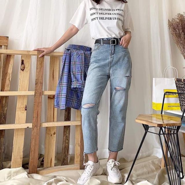 Quần baggi bò rách 3 siêu hot [ ảnh thật]