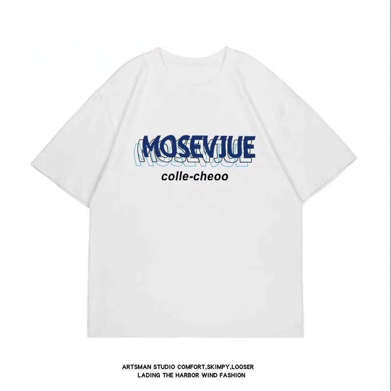 Áo Thun Tay Ngắn Dáng Rộng Cổ Tròn In Chữ Thời Trang Phong Cách Nhật Bản Cho Nam Size M-8XL