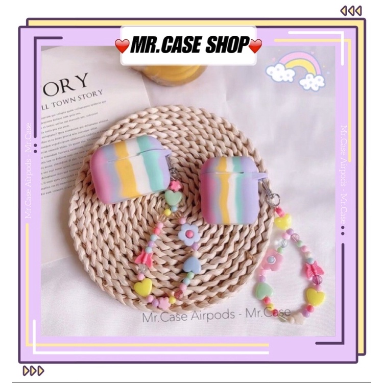 Case Airpods 1/2 /Pro Vỏ Ốp Tai Nghe Hình Nhiều Màu Kèm Dây Chuỗi Xinh - Mr.Case AirPods