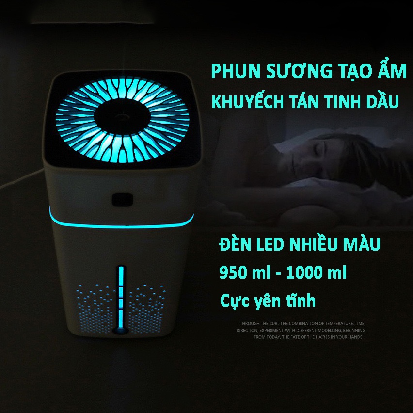 Máy Phun Sương Tạo Ẩm Khuêch Tán Tinh Dầu 950ml Cắm Điện Trực Tiếp 5V Đèn LED Trẻ Trung