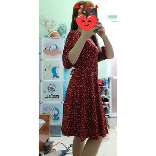 Đầm Nữ Bi Đỏ Thắt Eo Tay Lỡ (KÈM ẢNH THẬT)