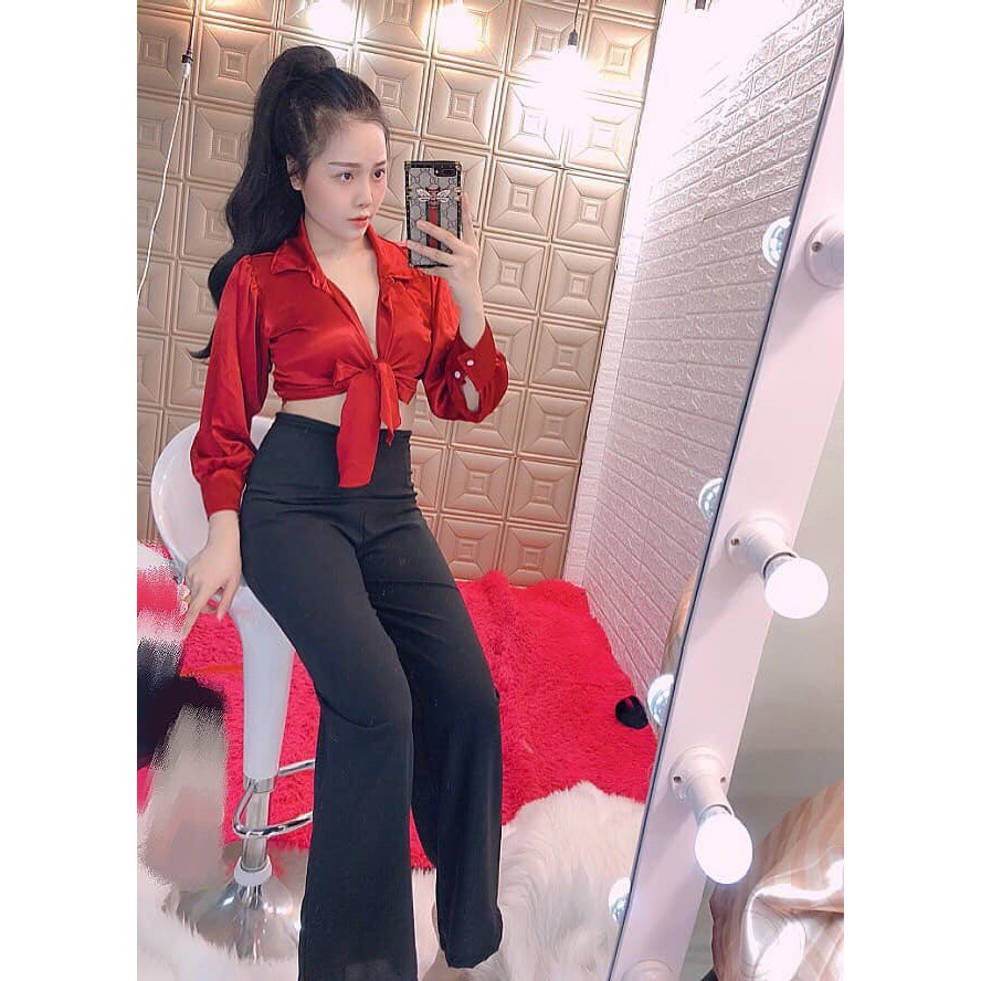 Áo cổ phi buộc nơ siêu sexy