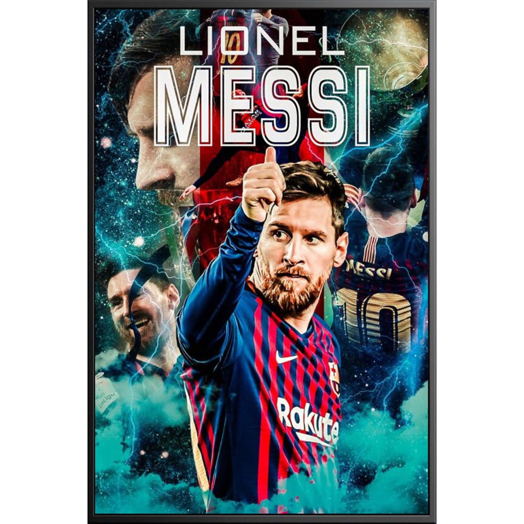 Tranh canvas treo tường MESSI + khung composite và đinh treo – decor phòng đẹp và ấn tượng