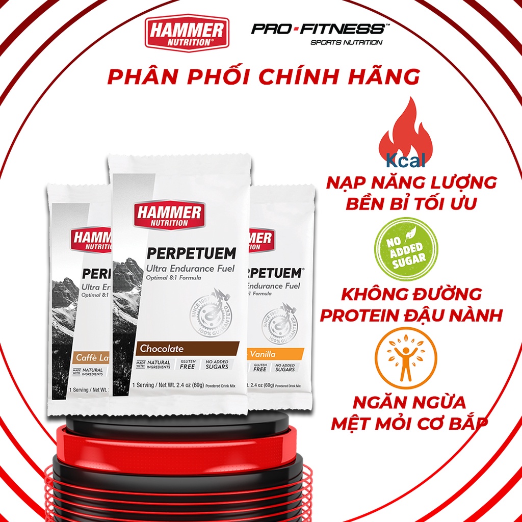 Thức uống bổ sung năng lượng Perpetuem Hammer Nutrition - Nước uống dinh dưỡng cung cấp năng lượng lâu dài (Gói 69g)