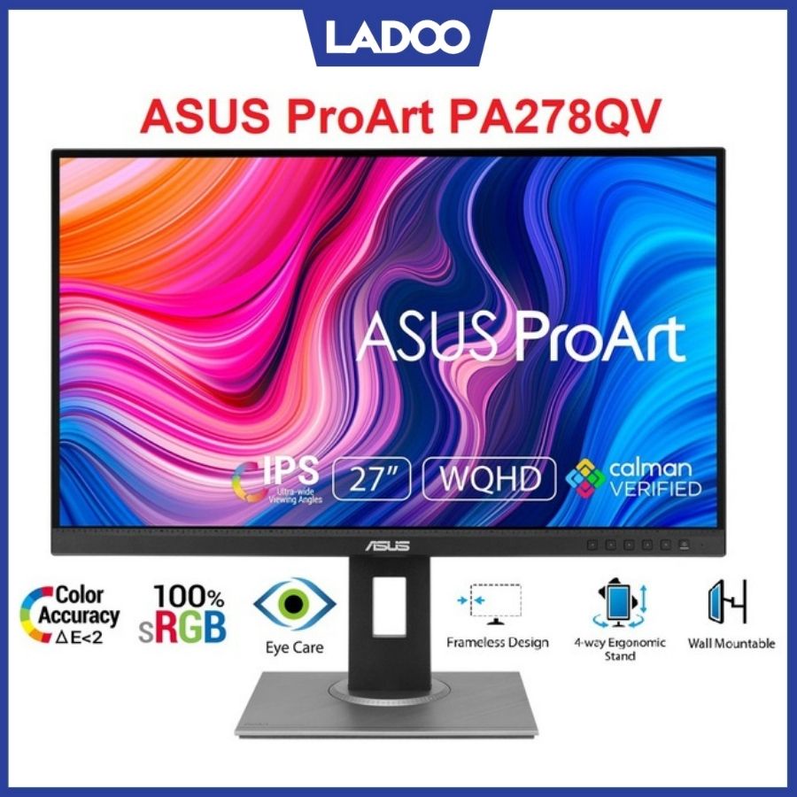 Màn hình máy tính ASUS ProArt PA278QV 27 inch 2K IPS Bảo hành chính hãng 36 tháng
