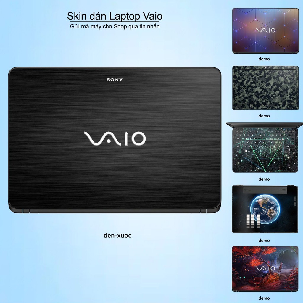 Skin dán Laptop Sony Vaio màu đen xước (inbox mã máy cho Shop)