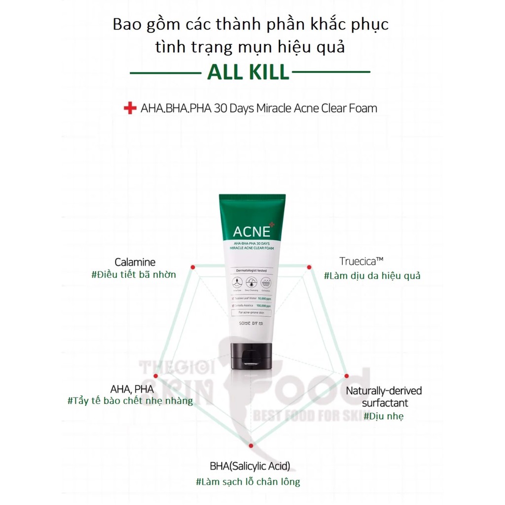 SOME BY MI - Sữa rửa mặt AHA-BHA-PHA 30 Days Miracle Acne Clear Foam 100ml